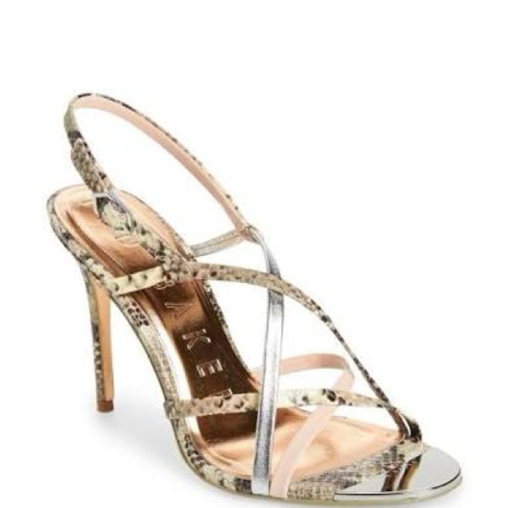 Ted Baker Silver and Tan Strappy Heels